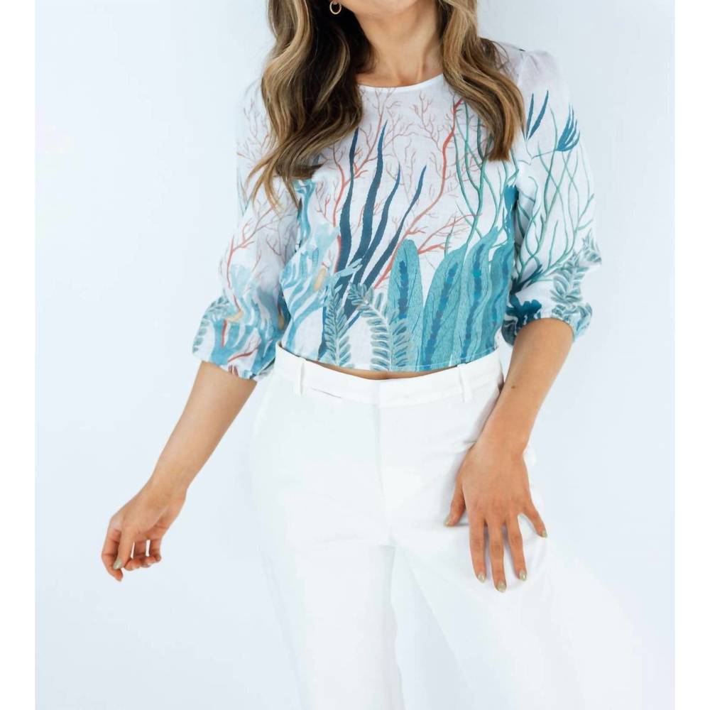NEW SOLANGE women's tied top in blue